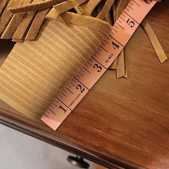 Carlos Santana suede fringe high heeled booties peep toe size 6.5 - Picture 6 of 10